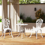 3 Piece Patio Bistro Set Outdoor Table Set | White
