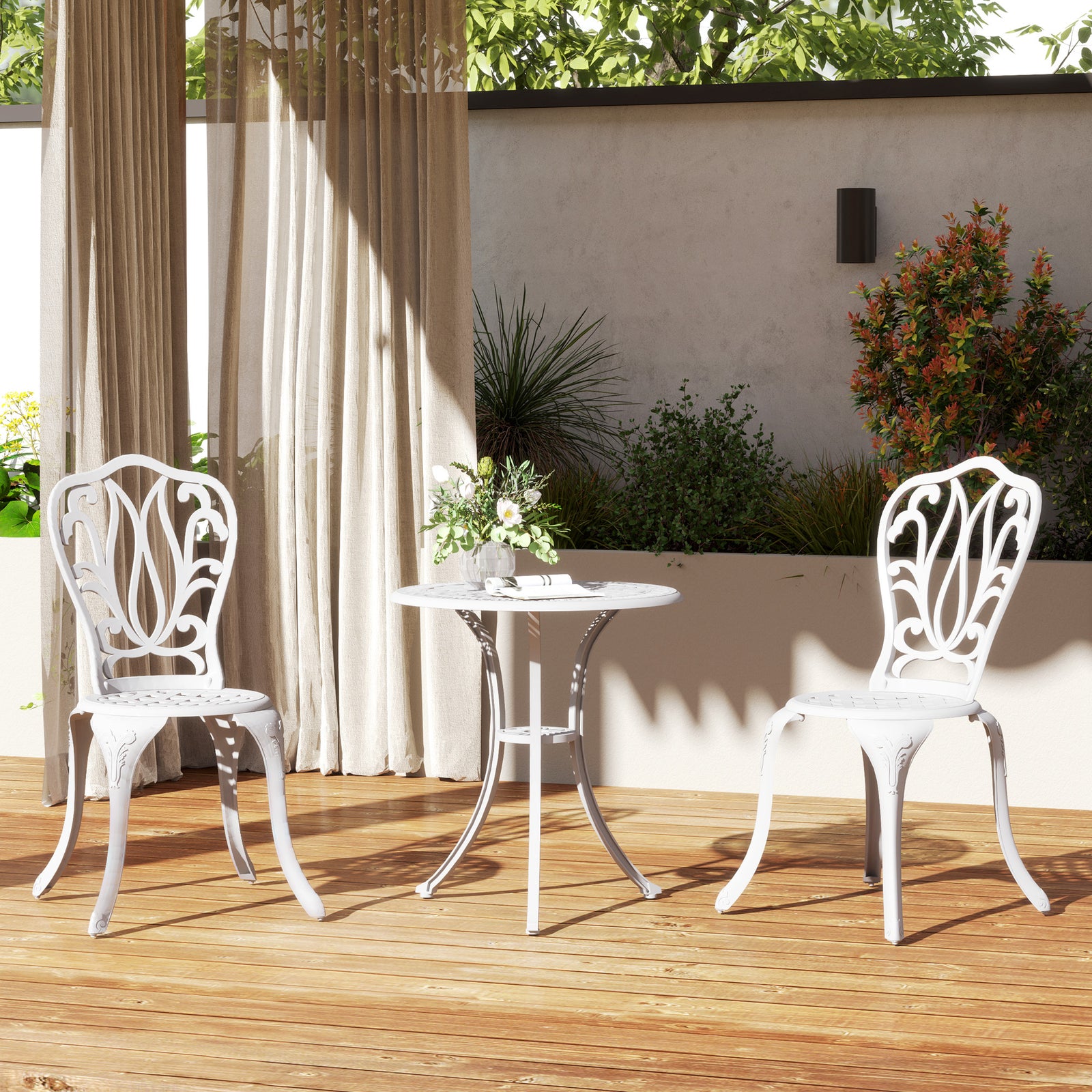 3 Piece Patio Bistro Set Outdoor Table Set | White