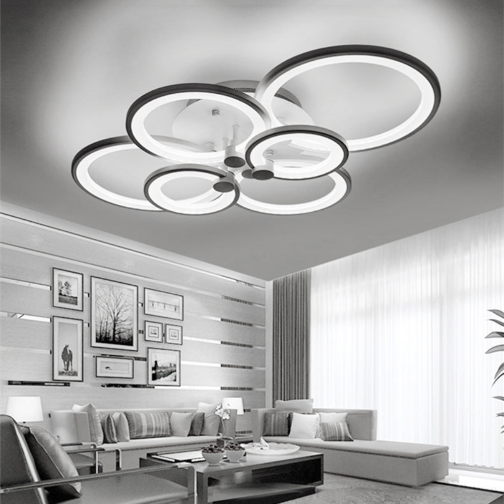 Modern Circular Led Semi Flush Ceiling Light-75cm W