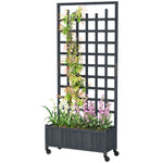Wooden Trellis Planter Raised Garden Bed With Wheels Grey