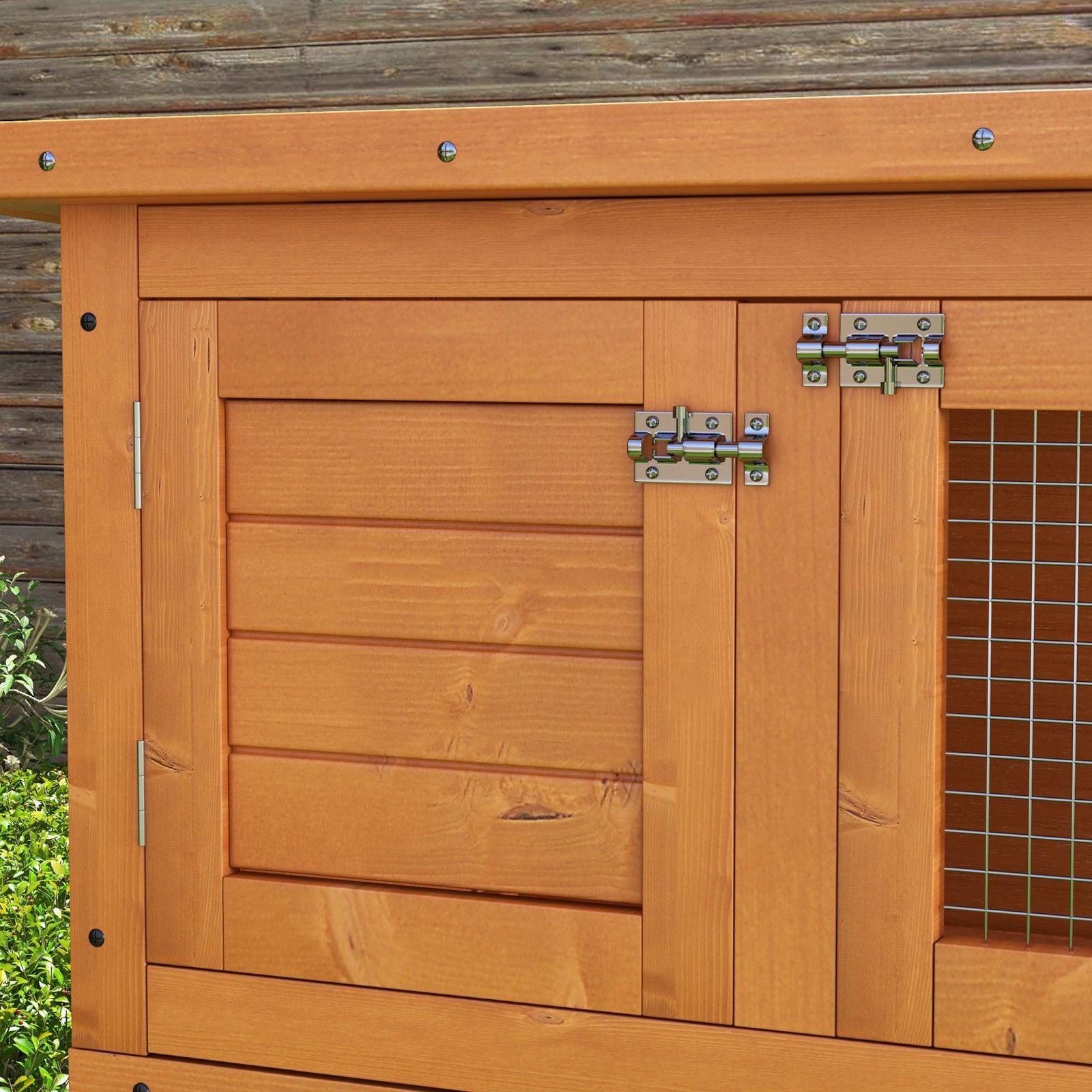 90 X 45 X 90 Cm 2 Tiers Rabbit Hutch Wooden Pet Cage W/ Run Bunny House