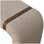 Solid Wood Boucle Leather Strap Bench