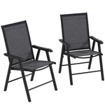 2 Pcs Folding Metal Frame Chairs With Breathable Mesh Seat
