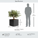 Zinc Galvanised Square Planter | 50cm x 50cm x 50cm | Grey