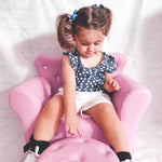 2 Pcs Kids Sofa And Ottoman Child Size Armchair For Girls Age 3-7 Pink