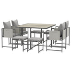 8 Seater Garden Dining Set, Cube Garden Furniture W/ Cushion