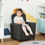 Kids Sofa With Footrest Linen Recliner Armchair Playroom Bedroom Grey