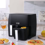 8l Dual-basket Digital Air Fryer With Touch Screen, 8 Programs & Non-stick | Black