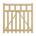 76cm/90cm/120cm Wx120cm H Classic Wooden Garden Gate With Lock Natural Finish, Vertical Slat Design | Large | Natural