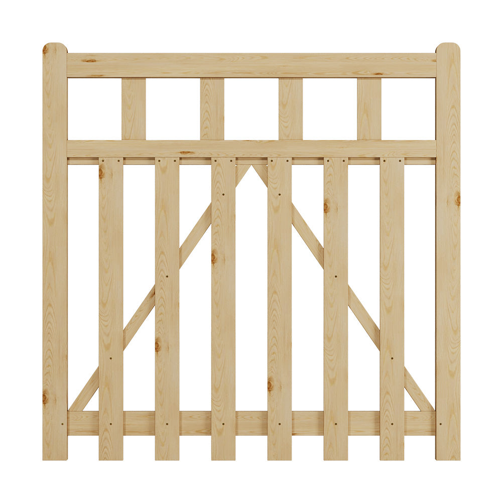 76cm/90cm/120cm Wx120cm H Classic Wooden Garden Gate With Lock Natural Finish, Vertical Slat Design | Large | Natural