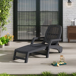 Outdoor Folding Lounge Chair Recliner With Wheels | Black