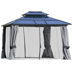 Pc Hardtop Gazebo W/ Double Roof & Aluminium Frame | Large | Charcoal Gray