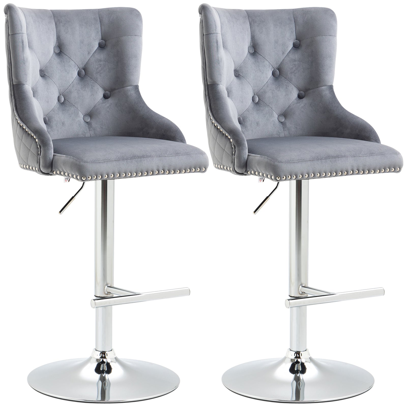 Swivel Bar Stools With Back Footrest Grey