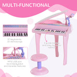 37 Key Musical Mini Piano Electrionic Keyboard Microphone Stool | Pink