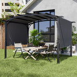 Dark Grey Curved Retractable Outdoor Awning Canopy 360 cm W x283cm D x227cm H, Heavy-Duty Steel Frame