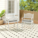 Set Of 5 Retro Garden Bistro Set Cast Aluminium With Cushions | Set of 5 | White