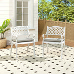 Set Of 7 Retro Garden Bistro Set Cast Aluminum With Cushions | Set-of-7 | White