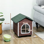 PawHut Outdoor Cat House With Elevated Base, Cushion, Red-brown