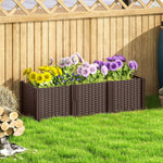 Plastic Raised Garden Bed, Modular Planter Box, Brown