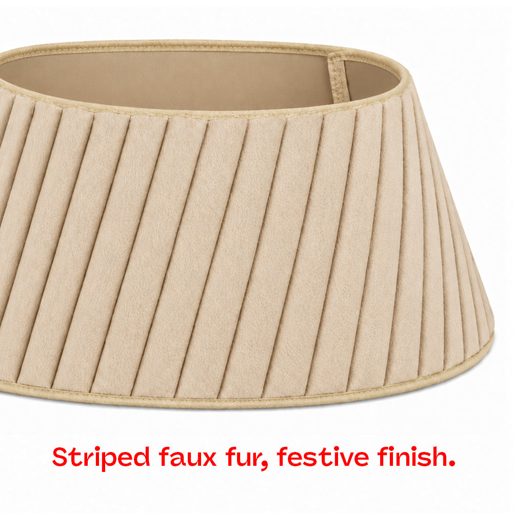 Round Faux Fur Christmas Tree Skirt With Velcro Closure | Neutral