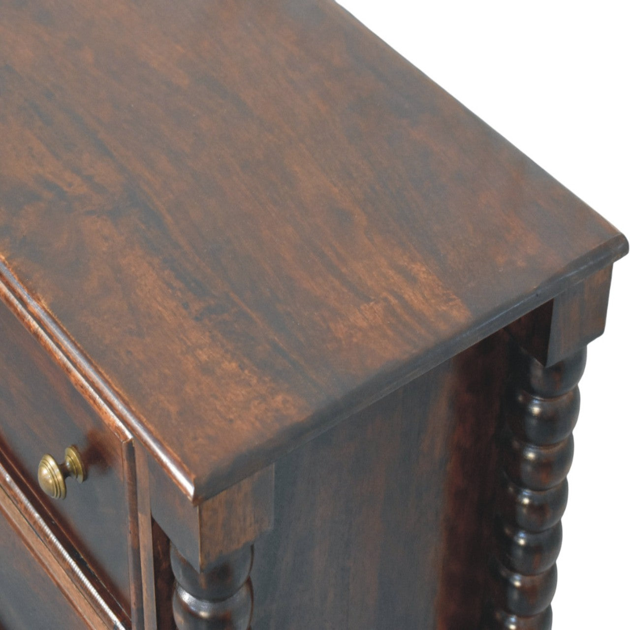 Spindle Winewood Chest,3 Drawers, Brown | 2 | Brown
