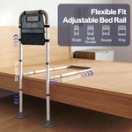 Adjustable Bed Rail With Led Sensor Light Storage Pocket Bed Handle Guard