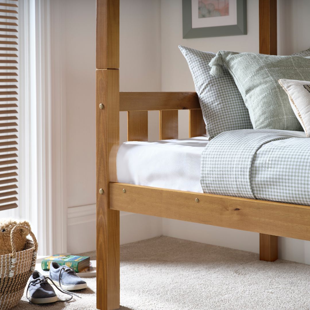 Icon Wooden Bunk Bed With Pocket Mattresses | Single | Light Brown