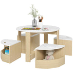 Five-piece Kids Table And Chairs Set With Storage | White