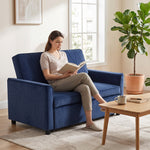 2 Seater Sofa Bed, 3-in-1 Velvet Pull Out Sleeper Sofa | Dark Blue