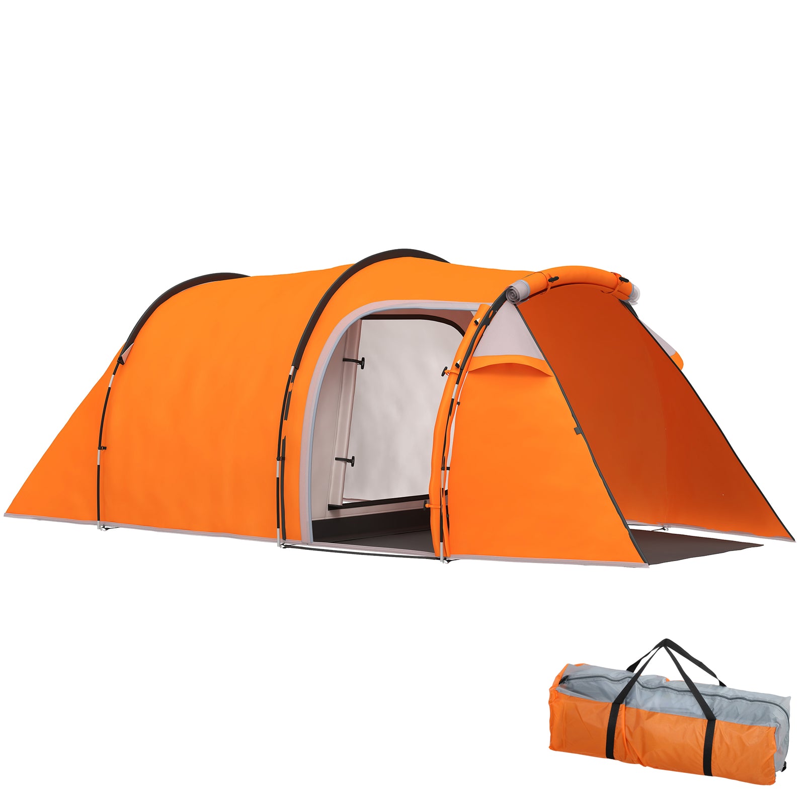 2-3 Person Tunnel Tent, 2000mm Waterproof, Orange