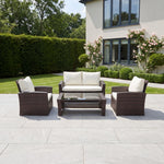 Pallini 4 Piece Rattan Patio Set | Brown