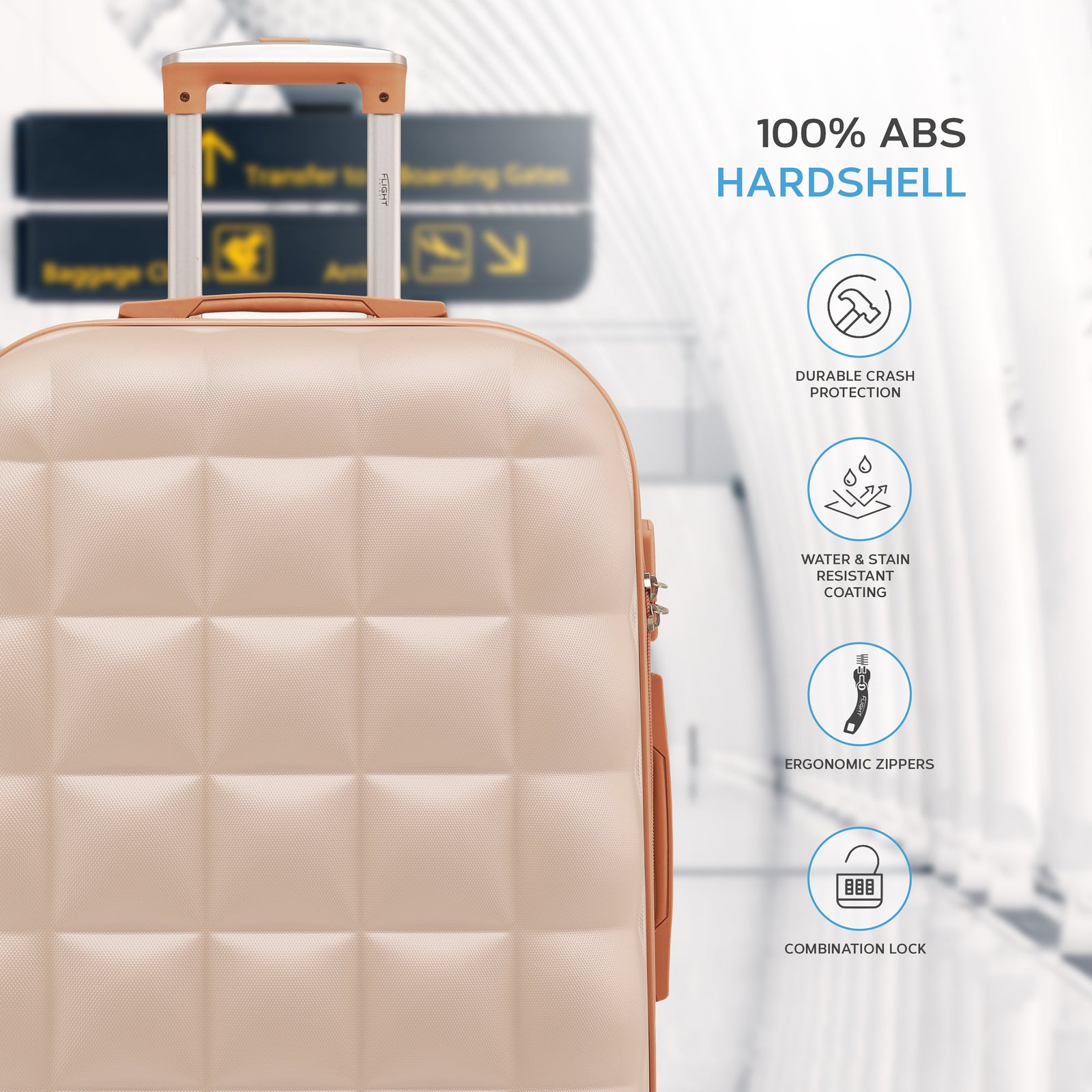 Set Of 3 Hard Case Bubble Design Check-in Size Suitcases Hold Luggage - Overhead Cabin Bag With Medium & Large Check-in 20kg+ Hold Suitcase | Set-of-3 | Cream Granite