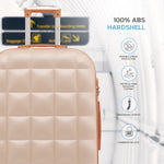 Set Of 3 Hard Case Bubble Design Check-in Size Suitcases Hold Luggage - Overhead Cabin Bag With Medium & Large Check-in 20kg+ Hold Suitcase | Set of 3 | Cream Granite