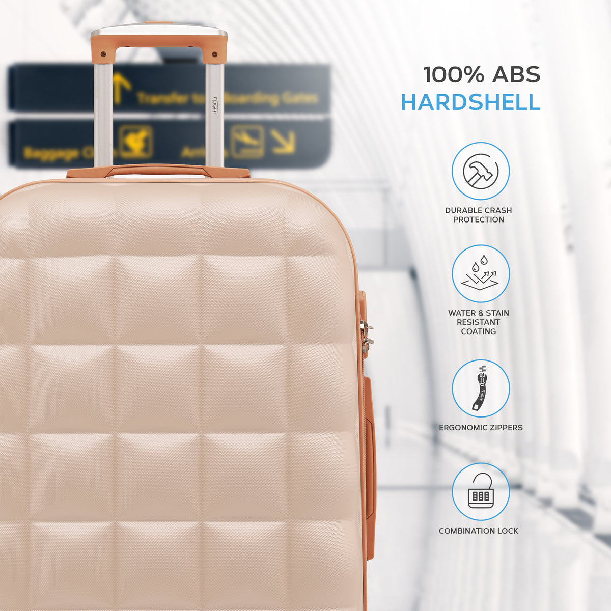 Set Of 3 Hard Case Bubble Design Check-in Size Suitcases Hold Luggage - Overhead Cabin Bag With Medium & Large Check-in 20kg+ Hold Suitcase | Set of 3 | Cream Granite