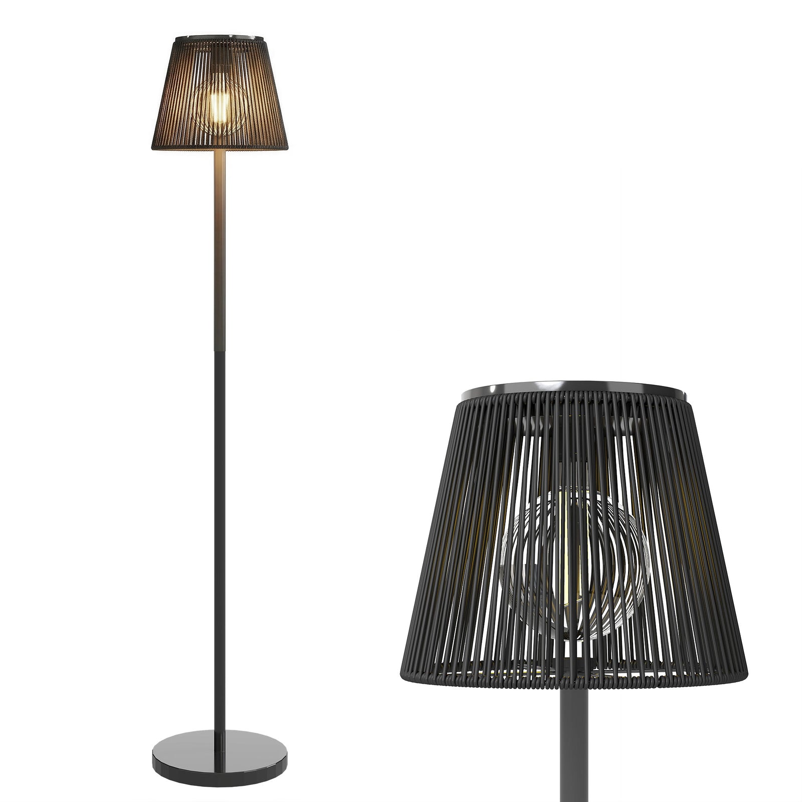 Outsunny Outdoor Solar Floor Lamp, Rechargeable Floor Lamp, Black