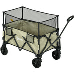 180l Folding Garden Trolley Wagon With Extendable Side Walls | Khaki