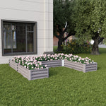 U-shaped Raised Garden Bed Metal Planter Box With 5 Compartments | Grey