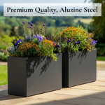 Long Zinc Galvanised Tall Trough Planter | 90cm x 30cm x 60cm | Grey