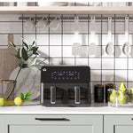 8l Double Basket Air Fryer With 8 Presets Digital Display | One Size | Silver