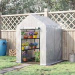 Greenhouse W/ 2 Tier Shelf & Roll-up Door - Clear | 143 x 143 x 195cm | Clear