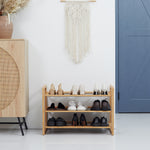 Bamboo Shoe Rack, 3-tier Shoe Storage Shelf For 9 Pair