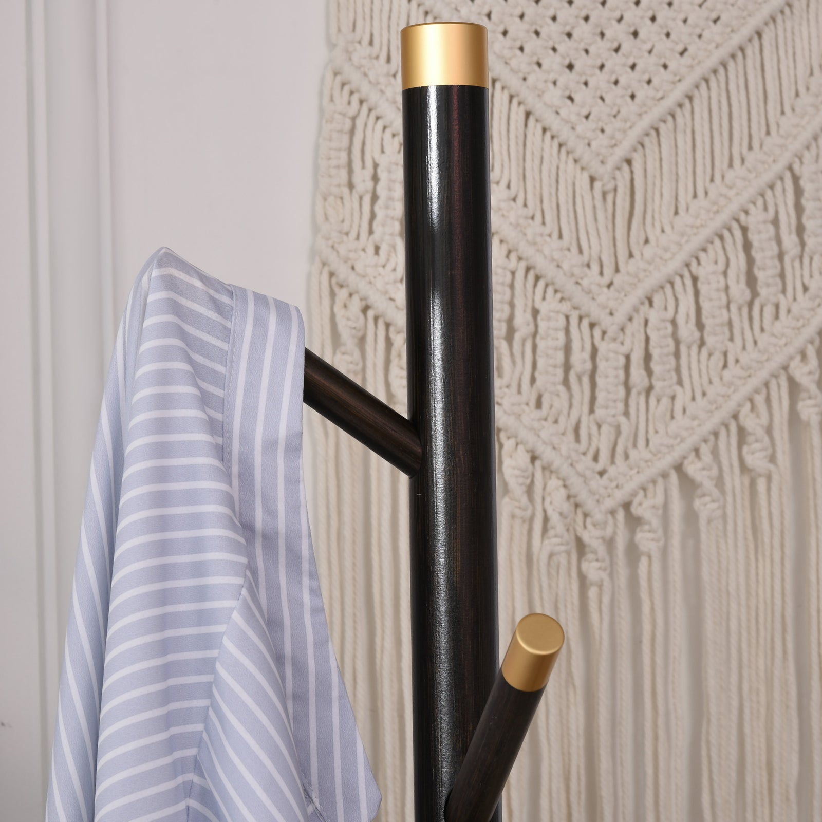 Coat Rack Bamboo Coat Stand With Round Base For Handbags