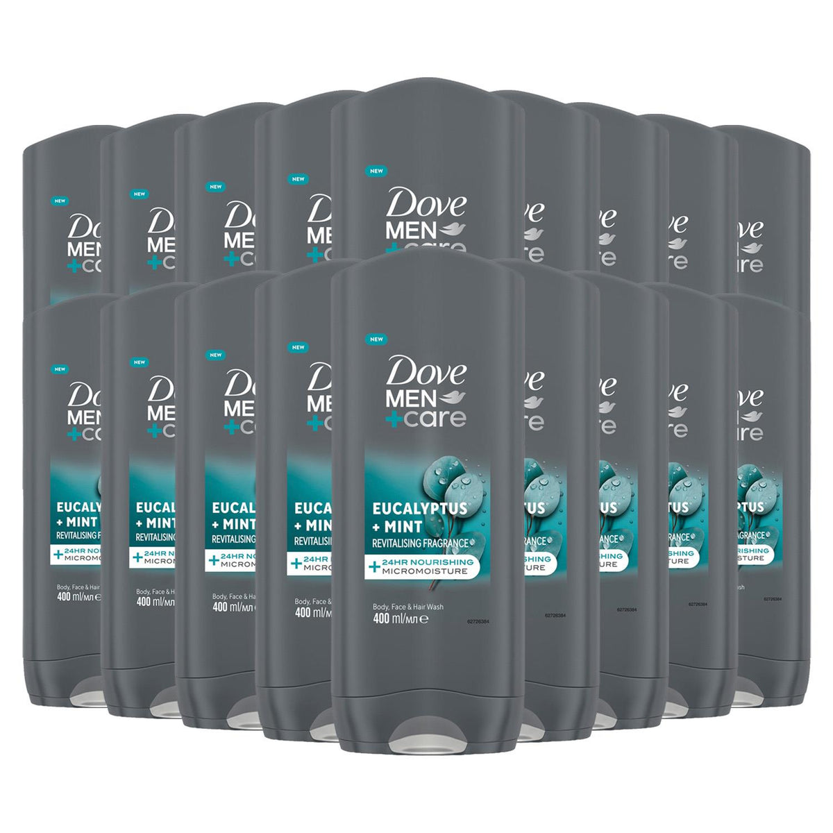 3-in-1 Hair, Body & Face Wash Eucalyptus+mint Fragrance | Set of 18