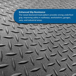 Diamond Tread Recycled Rubber Flooring Rolls - 1.7m Wide | 7m | Black