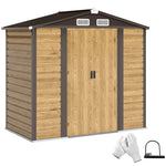 7 X 4ft Upgraded Metal Shed With Lock, Easy To Assemble | Oak