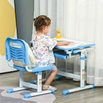 Kids Desk And Chair Set W/ Drawer, Pen Slot Hook | Blue