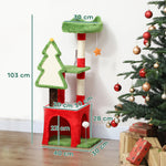 103cm Christmas Cat Tower With Scratching Post And Board, Green