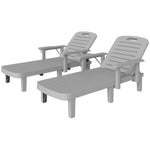 Set Of 2 Resin Reclining Sun Loungers For Garden | Light Grey