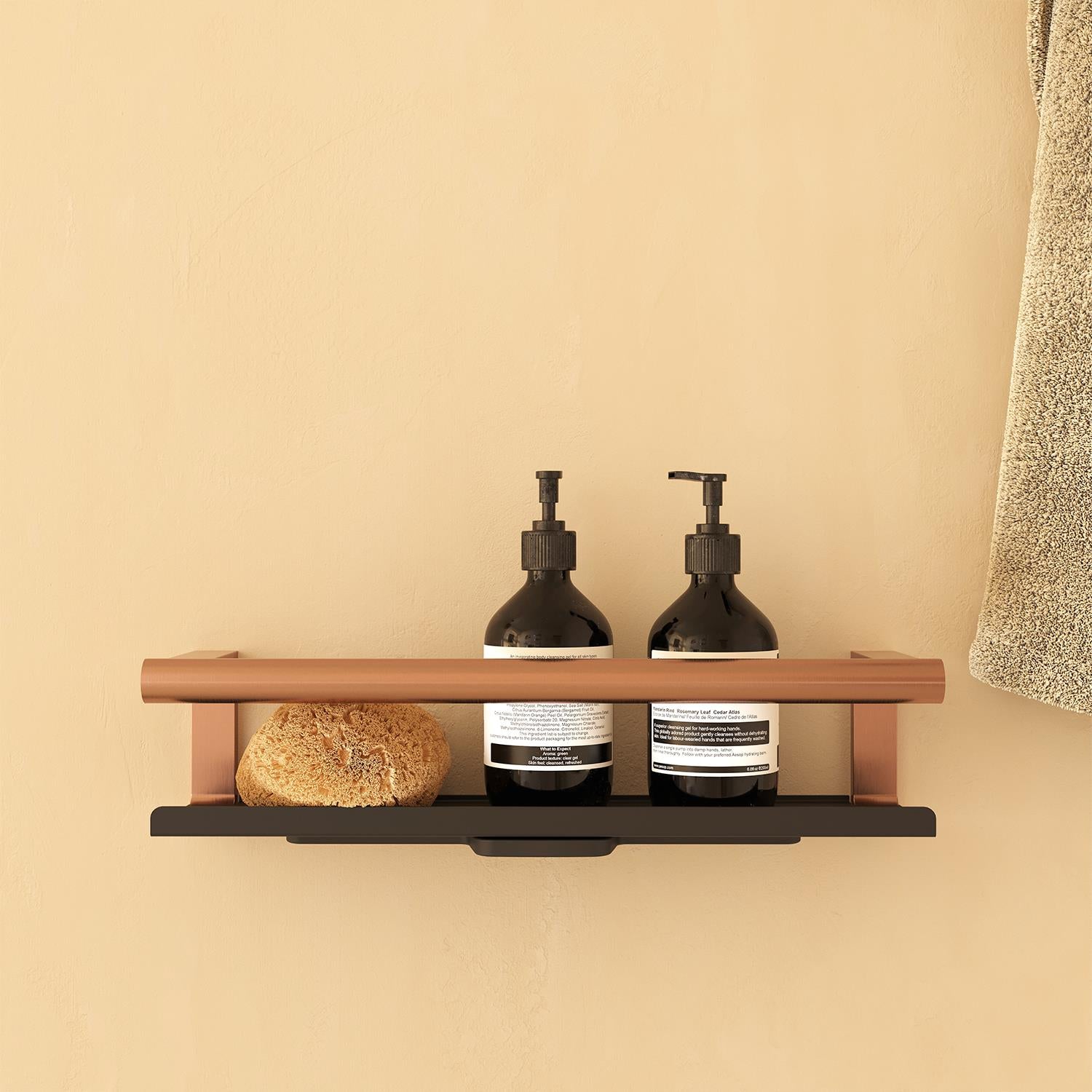 Bathroom Shelf, Organizer, Brushed Copper Pvd , Architect S+ Collection