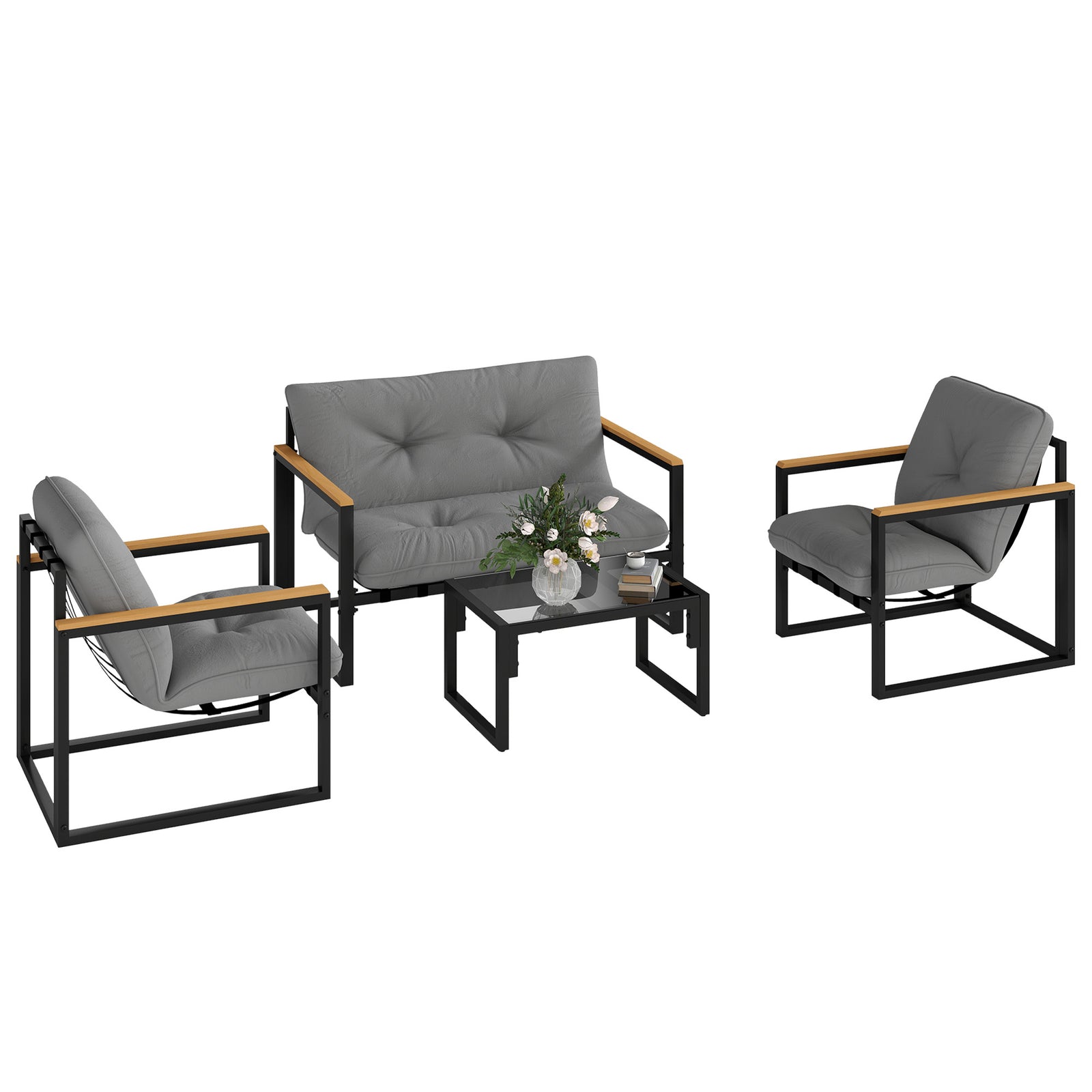 4pcs Outdoor Garden Furniture Set | Light Grey